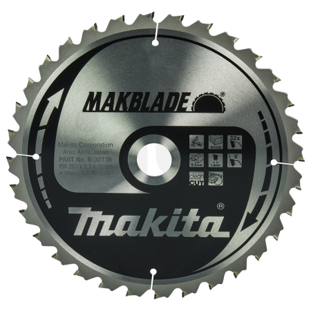 Makita - kotouč pilový dřevo MAKBLADE 260x2.3x30mm 32Z = old B-08931 B-32736