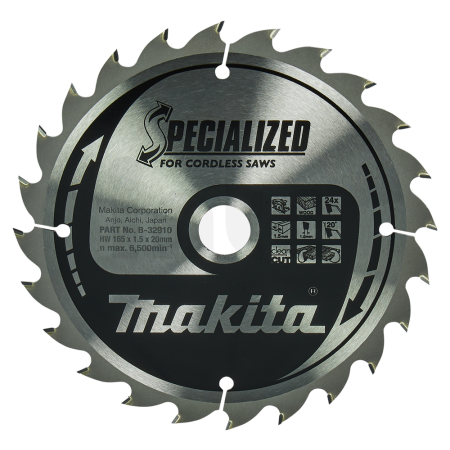 Makita - kotouč pilový dřevo SPECIALIZED 165x1.5x20mm 24Z pro aku pily = old B-09173 B-32910