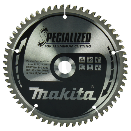 Makita - kotouč pilový hliník SPECIALIZED 190x2x20mm 60Z = old B-09612 B-33283