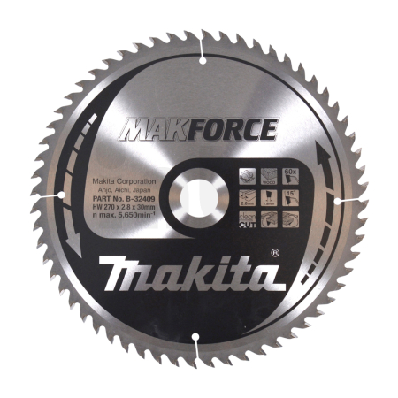 Makita - kotouč pilový dřevo MAKFORCE 270x2.8x30mm 60Z = old B-08573 B-32409