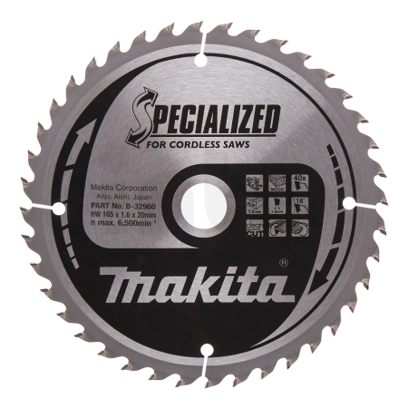 Makita - kotouč pilový dřevo SPECIALIZED 165x1.6x20mm 40Z pro aku pily = old B-09248 B-32960