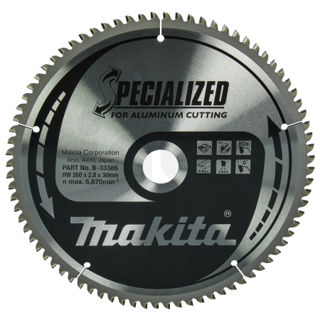 Makita - kotouč pilový hliník SPECIALIZED 260x2.8x30mm 80Z = old B-09715 B-33386
