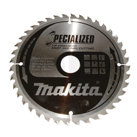 Makita - kotouč pilový dřevo SPECIALIZED se zapuštěnými zuby 190x2x30mm 40Z = old B-09503 B-33180