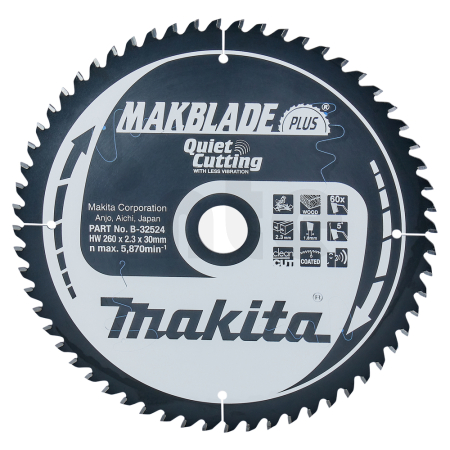 Makita - kotouč pilový dřevo MAKBLADEplus 260x2.3x30mm 60Z = old B-08698 B-32524