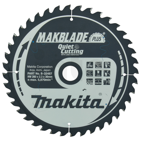 Makita - kotouč pilový dřevo MAKBLADEplus 260x2.3x30mm 40Z = old B-08654 B-32487