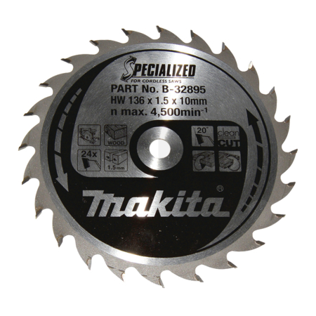 Makita - kotouč pilový dřevo SPECIALIZED 136x1.5x10mm 24Z pro aku pily = old B-09139 B-32895