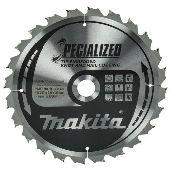 Makita - kotouč pilový dřevo SPECIALIZED se zapuštěnými zuby 270x2.6x30mm 24Z = old B-09450 B-33146