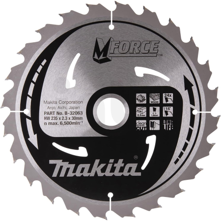 Makita - kotouč pilový dřevo MFORCE 235x2.3x30mm 24Z = old B-08090 B-32063
