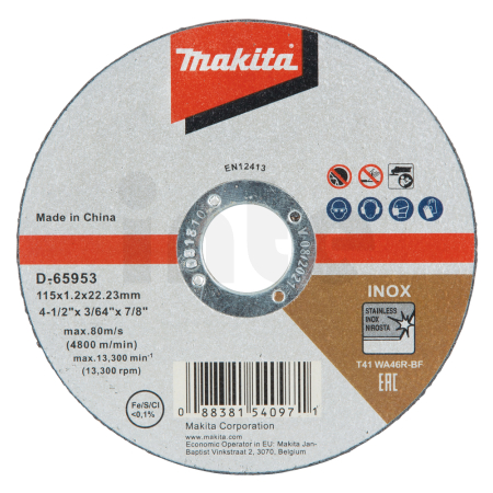 Makita - kotouč řezný nerez 115x1.2x22.23mm, 12ks D-65953-12