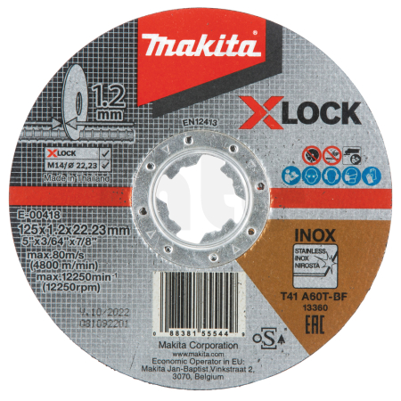 Makita - kotouč řezný nerez X-Lock 125x1.2x22.23mm E-00418