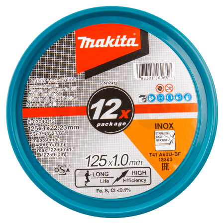 Makita - kotouč řezný nerez 125x1.0x22.23mm A60U, 12ks E-03040-12