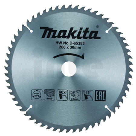 Makita - kotouč pilový dřevo TCT 260x2.6x30mm 60Z D-65383