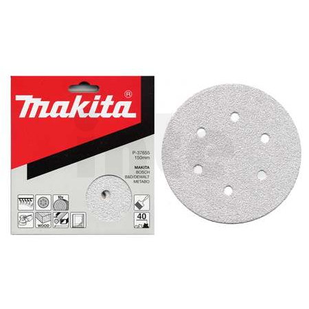 Makita - papír brusný suchý zip 150mm 6 děr K400, 10ks P-37736