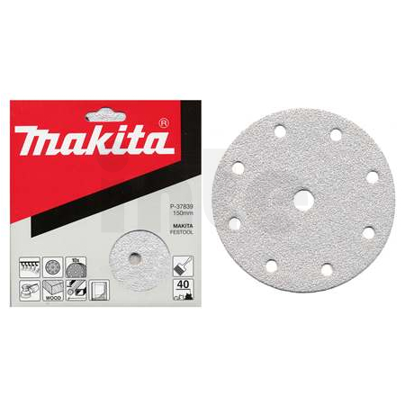 Makita - papír brusný suchý zip 150mm 9 děr K80, 10ks P-37851