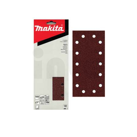 Makita - papír brusný suchý zip 115x229mm 14 děr K100, 10ks P-43050