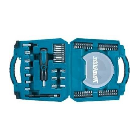 Makita sada bitů a 1/4" hlavic se šroubovákem, 65dílná D-42020