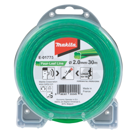 Makita - struna nylonová 2,0mm, zelená, 30m, speciální pro aku stroje = old 197473-7 E-01775