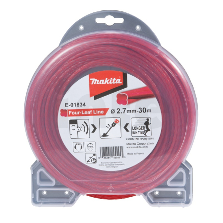 Makita - struna nylonová 2,7mm, červená, 30m, speciální pro aku stroje E-01834
