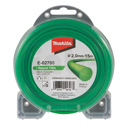 Makita - struna nylonová 2,0mm, 15m, zelená, kulatá = old 369224690 E-02705