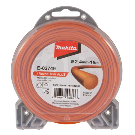 Makita - struna nylonová Plus 2,4mm, 15m, oranžová, kulatá = old 369224792 E-02749