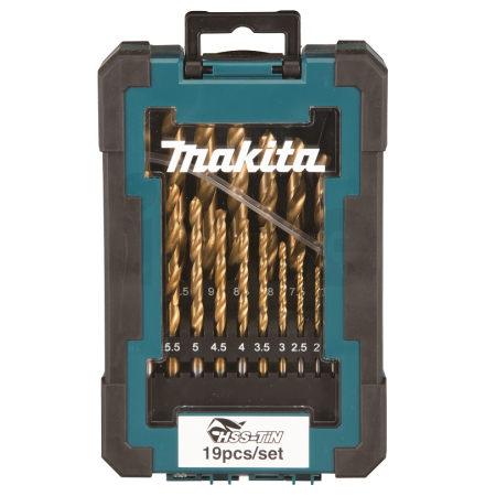 Makita - sada vrtáků do kovu HSS-TiN 1-10mm (po 0,5 mm), 19ks, 10ks bal D-72229-10