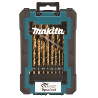 Makita - sada vrtáků do kovu HSS-TiN 1-10mm (po 0,5 mm), 19ks, 10ks bal D-72229-10