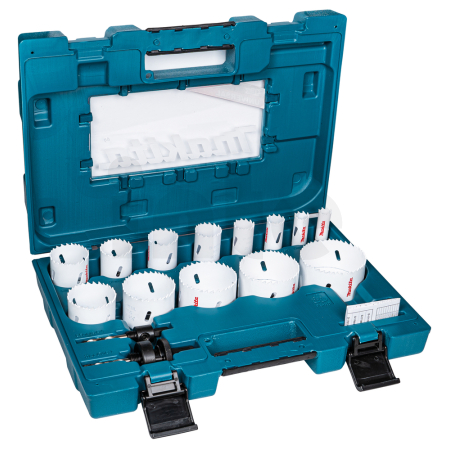 Makita - sada děrovek BiM (se závitem) 16,19, 22, 25, 32, 35, 37, 44, 51, 54, 57 a 68 mm + 2x adaptér + 2x st D-63993