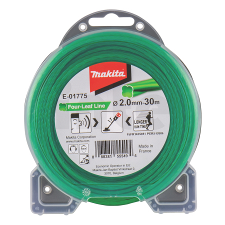 Makita - struna nylonová 2,0mm, zelená, 30m, speciální pro aku stroje = old 197473-7 E-01775