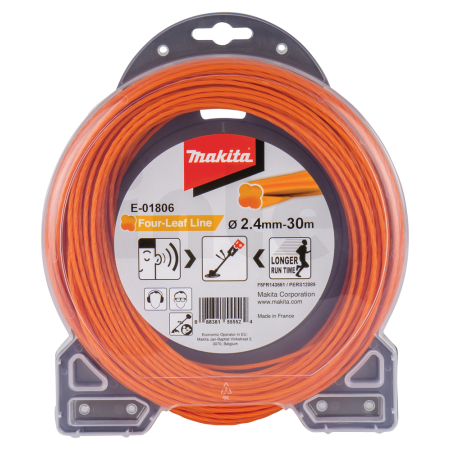 Makita - struna nylonová 2,4mm, oranžová, 30m, speciální pro aku stroje=old198502-9 E-01806