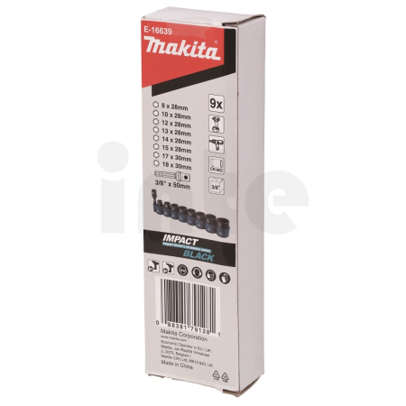 Makita - sada nástrčných klíčů 3/8",čtyřhran IMPACT BLACK 8ks=oldB-54651 E-16639