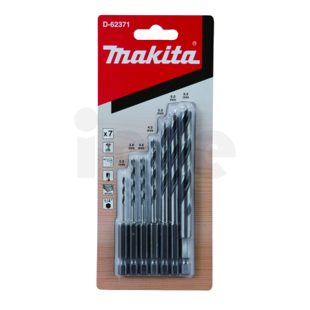 Makita - sada vrtáků do dřeva 2-8mm (po 1), stopka HEX 1/4", 9ks D-62371