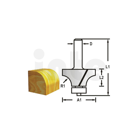 Makita - Zaoblovací fréza s ložiskem stopka 8 mm,22,2x12,7x55 mm R=4,8mm D-48371